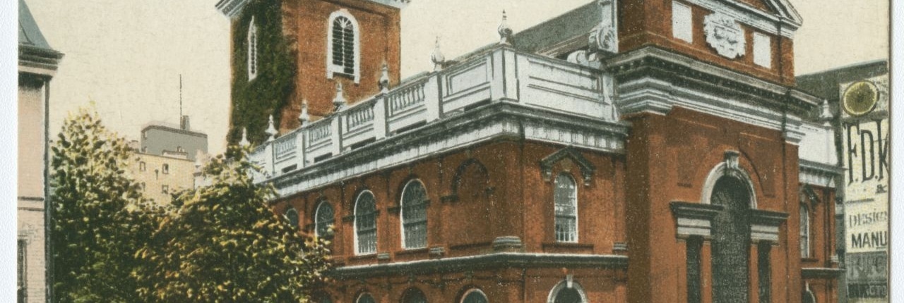 Photographic postcard of the exterior of Christ Church
