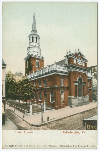 Photographic postcard of the exterior of Christ Church