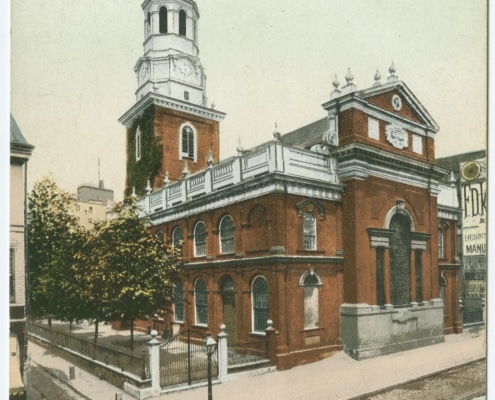 Photographic postcard of the exterior of Christ Church