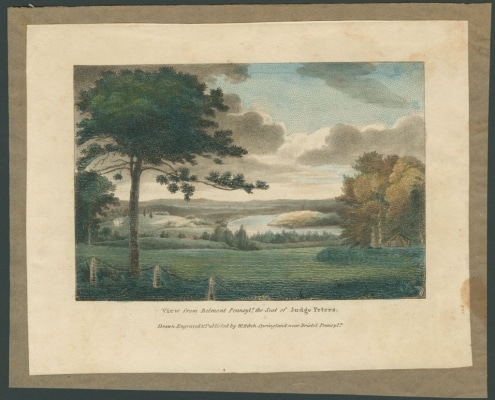 Photograph of print showing landscape of Belmont estate