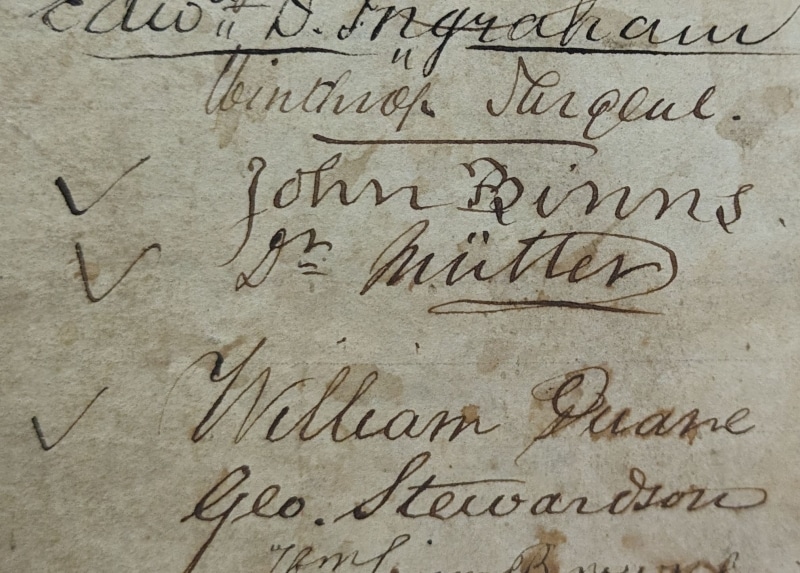 Photograph of Dr. Mutter signature on subscription list