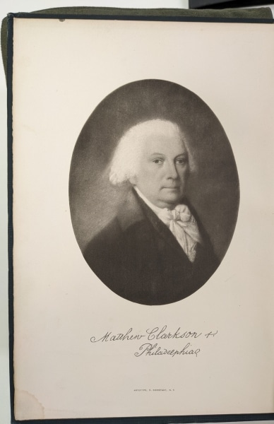 Photograph of illustration in Clarkson memoir of portrait of Matthew Clarkson