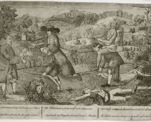 Claypoole, James. The German Bleeds & Bears ye Furs Of Quaker Lords & Savage Curs ... (Philadelphia, 1764).