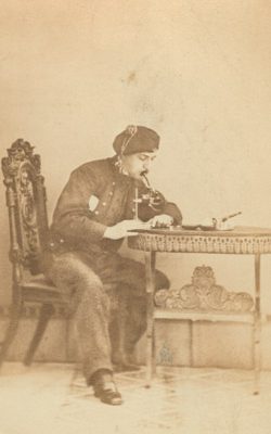Still displaying his fondness for costumes and props, Persifor sat for a cdv in the late 1860s while in Freiburg, Germany studying mineralogy.