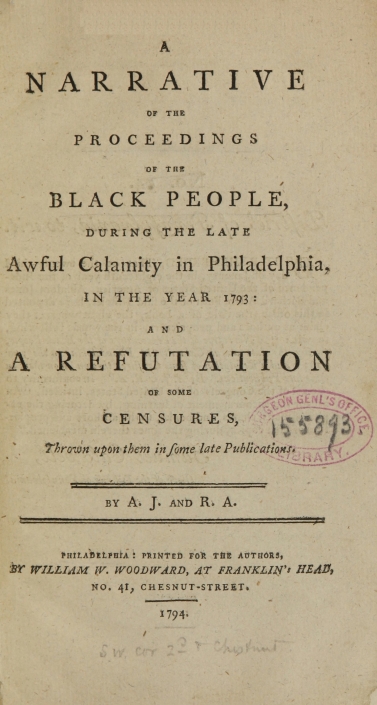 Title page from A Narrative of the Proceedings of the Black People…. Title page from A Narrative of the Proceedings of the Black People….