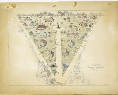 Donald C. Taber, An Artist's Conception of Swarthmore Crest. A Highly Restricted Residential Park, ca. 1930. Pencil and watercolor.