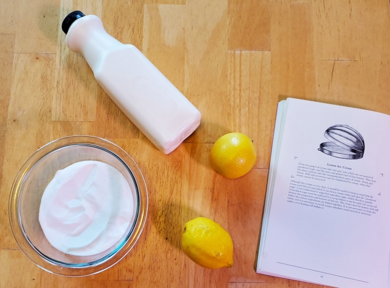 Ingredients for lemon ice cream