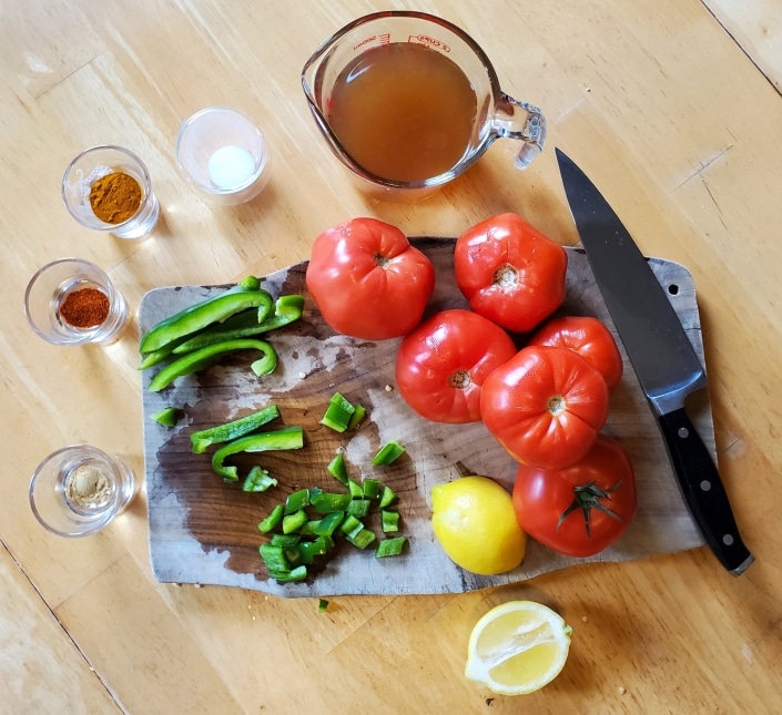 Ingredients for Indian Stew of Tomatoes from The Larder Invaded Ingredients for Indian Stew of Tomatoes from The Larder Invaded