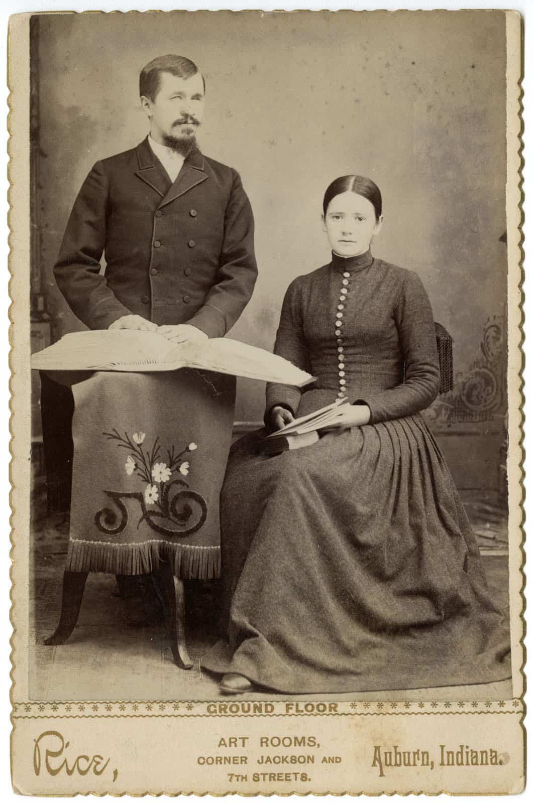 Levi T. Rice, F. N. and S. A. Jacobson, May 3d, 1890 (Auburn, Indiana: Rice, 1890). Albumen print on cabinet card mount.