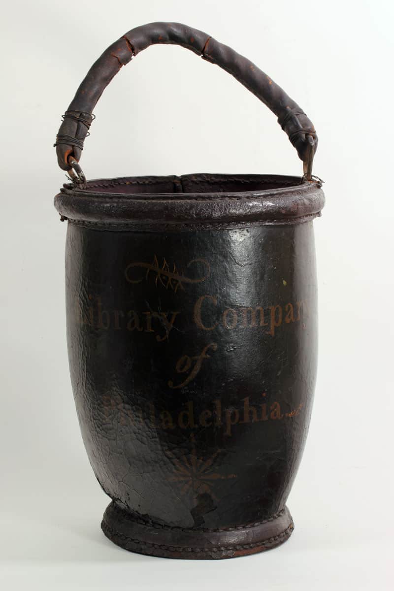 Library Company Fire Bucket, 1797. Leather. Purchased by the Library Company, 1797.
