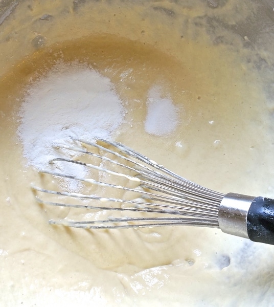 Adding butter, salt, and baking powder