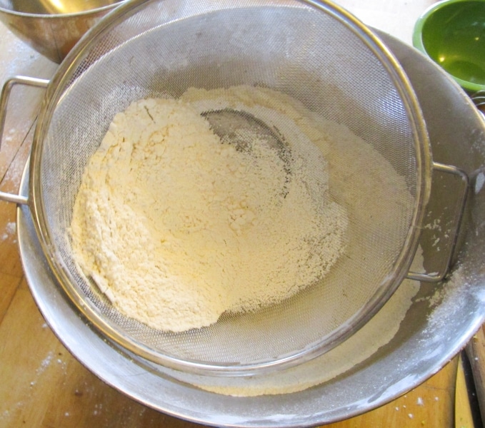 Sifting the flour and baking soda