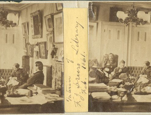 John Moran, [Library in Ferdinand J. Dreer Residence, 1520 Spruce Street, Philadelphia] (Philadelphia: John Moran, February 1861). Stereograph.