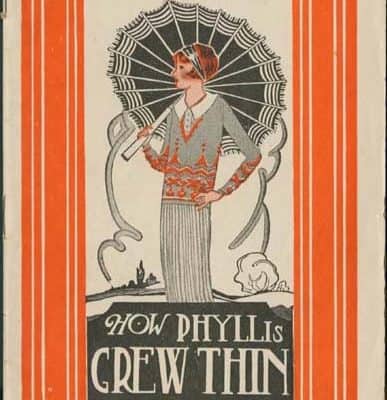 Cover showing 1920’s white woman holding a parasol above text: How Phyllis Grew Thin.